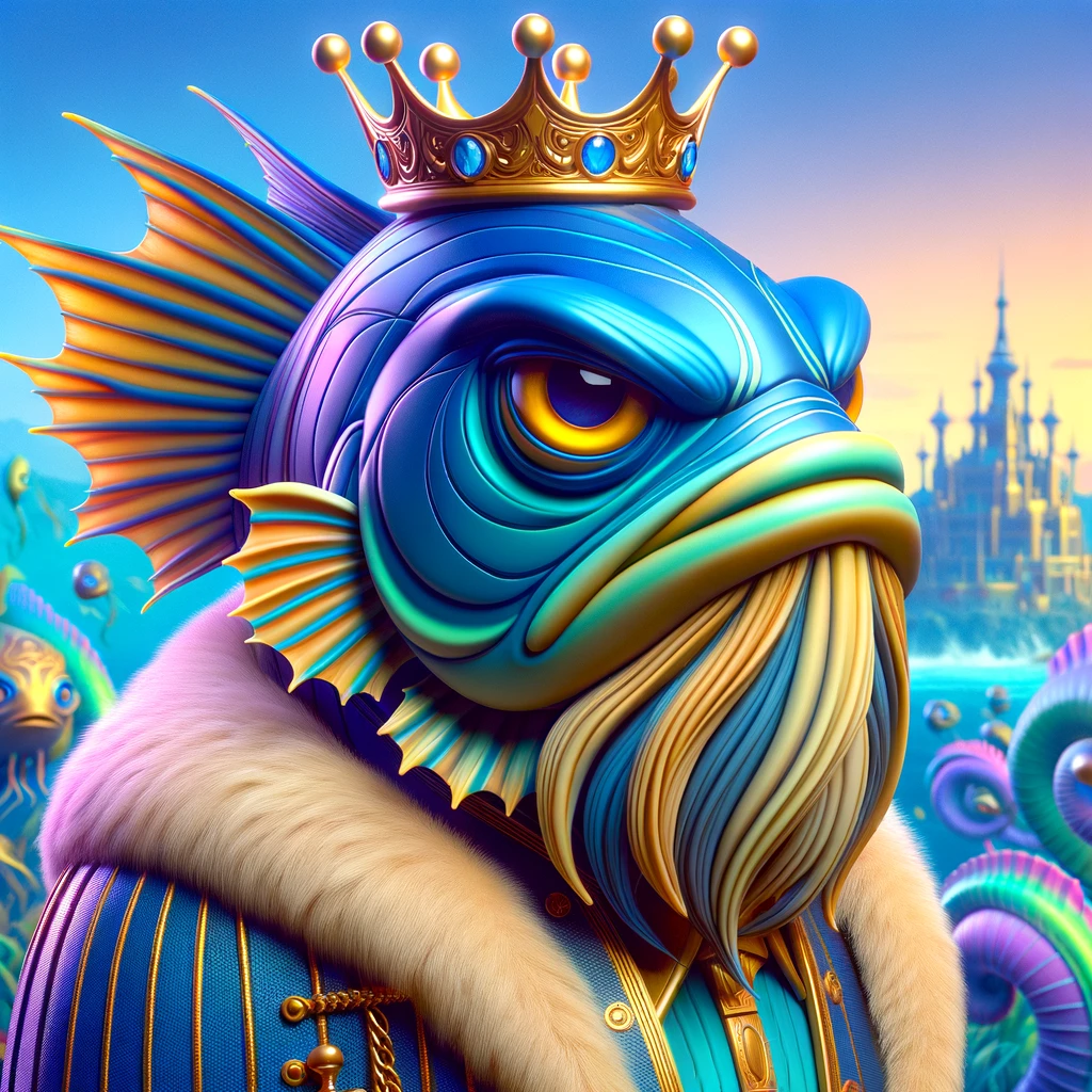 Anthropomorphized kingfish avatar