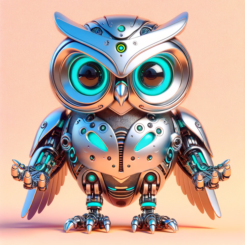 Anthropomorphized robot owl avatar